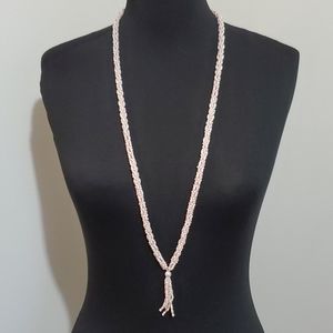 Beautiful Vintage Light Pink Long Beaded Necklace